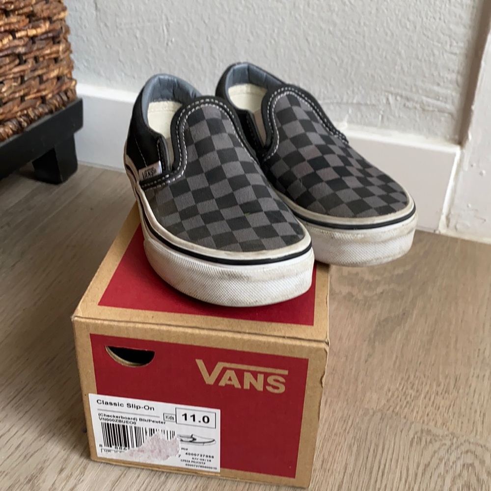 Unisex kids Vans checkered slip ons